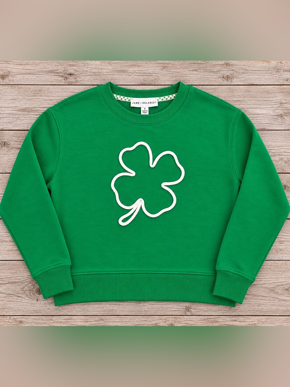 Jane + Delancey Green Shamrock Sweatshirt Women’s S St Patrick’s Day Clover